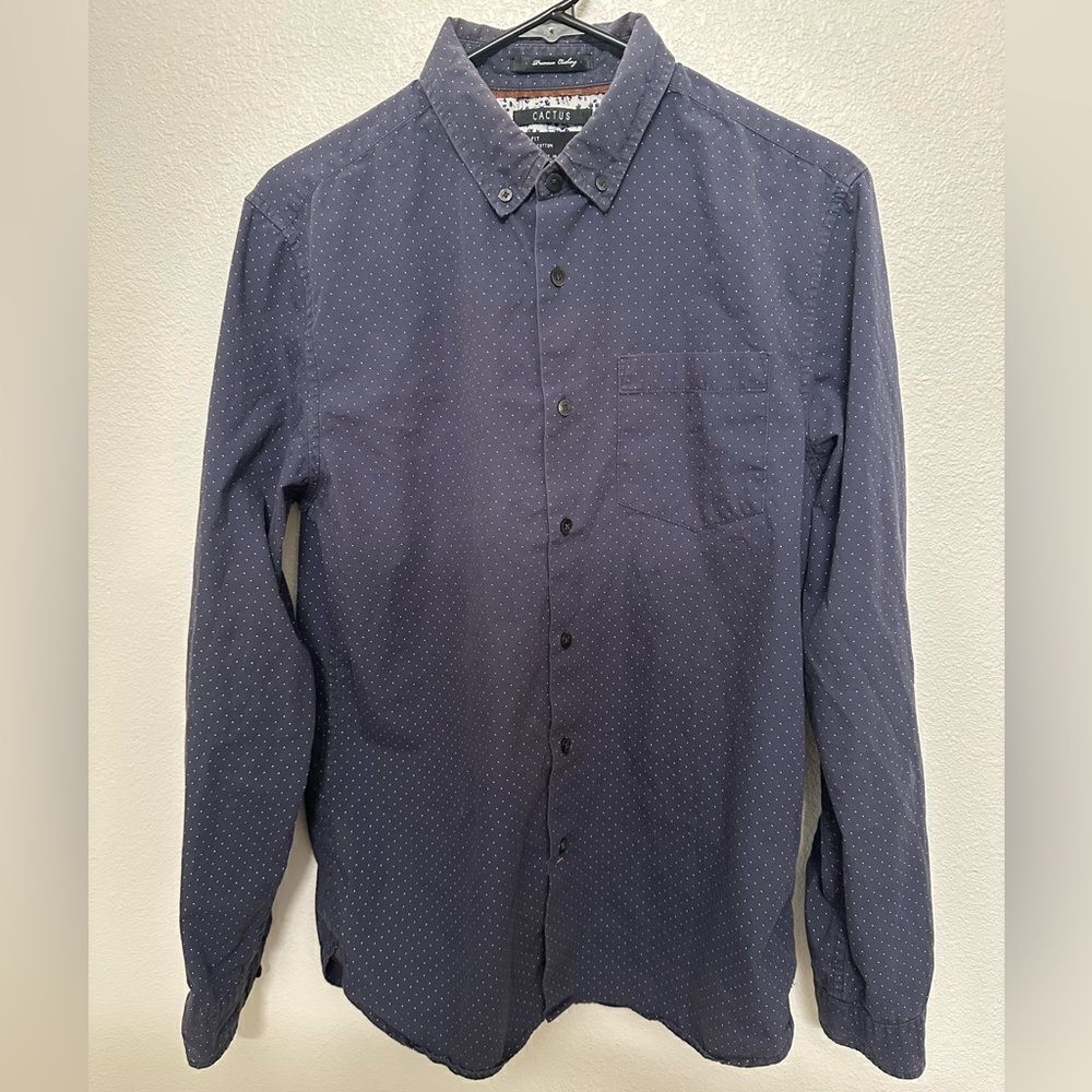 Cactus Man Button Down Blue Men’s Shirt